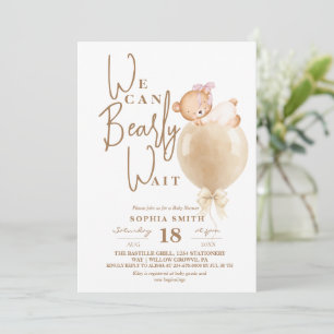 Invitation Minimaliste et Moderne Ours Ballon Baby Shower