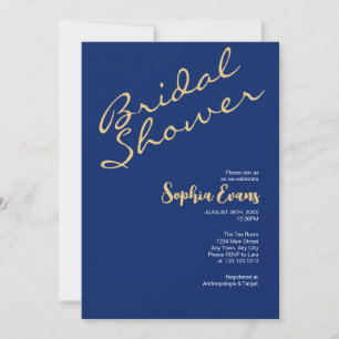 Invitation Minimaliste et simple or saphir Bridal Shower