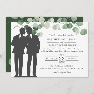 Invitation Minimaliste Eucalyptus Greenery Gay Mariage M & M.