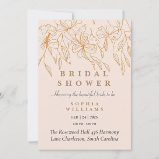 Invitation minimaliste Gold Floral Douche nuptiale