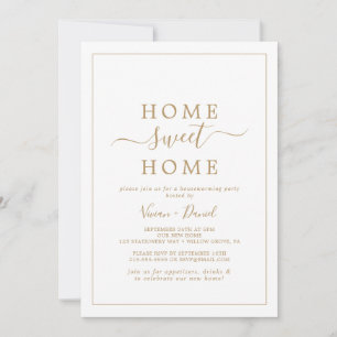 Invitation Minimaliste Gold Home Sweet Home Fête de chauffage
