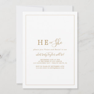Invitation Minimaliste Gold Il ou elle Genre Revevela Party