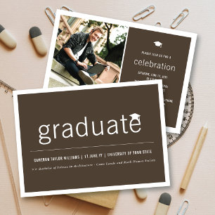 Invitation Minimaliste Graduate Photo Simple Graduate Party