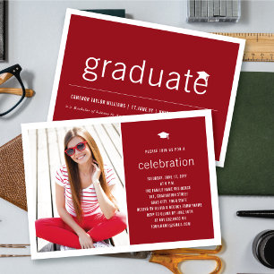 Invitation Minimaliste Graduate Photo Simple Graduate Party
