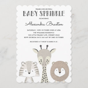 Invitation minimaliste Jungle Safari bébé saupoudr