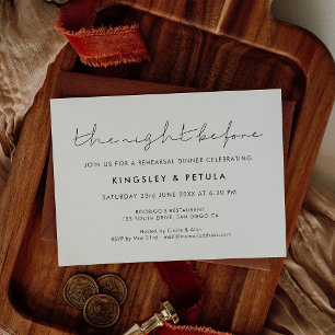 Invitation Minimaliste La nuit avant le dîner de répétition