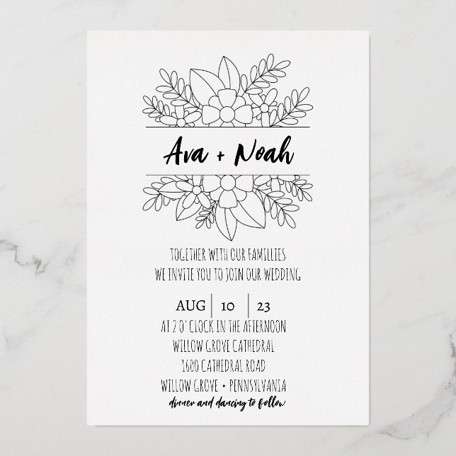 Invitation minimaliste Mariage Foil (Recto)