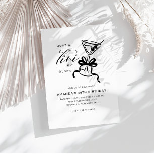Invitation Minimaliste Martini Chic Anniversaire Noir et Blan