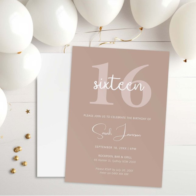 Invitation minimaliste moderne 16e anniversaire de (Créateur téléchargé)