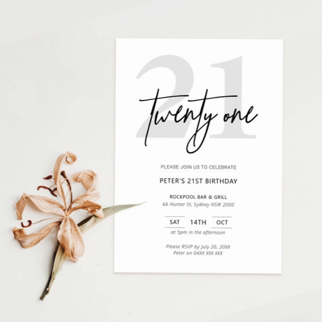 Invitation Minimaliste Moderne 21ème Anniversaire (Créateur téléchargé)
