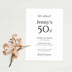 Invitation minimaliste moderne 50e anniversaire de