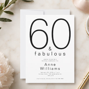 Invitation Minimaliste Moderne 60 ans et merveilleux 60e Anni