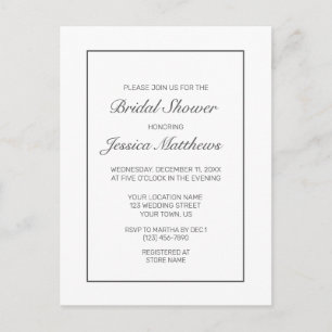 Invitation minimaliste moderne à la douche nuptial