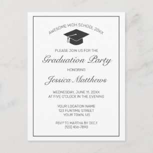 Invitation minimaliste moderne à la graduation bla