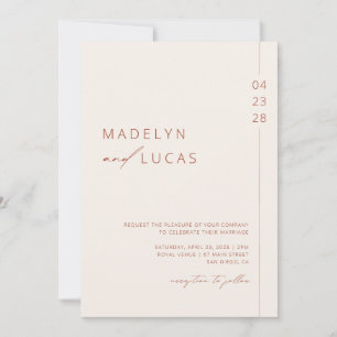 Invitation Minimaliste moderne Boho Mariage en terre cuite