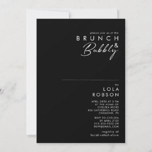 Invitation Minimaliste moderne   Brunch noir et douche à bull