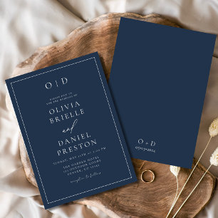 Invitation Minimaliste Moderne Calligraphie Mariage bleu mari