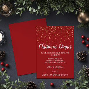 Invitation Minimaliste Moderne Dîner de Noël Rouge