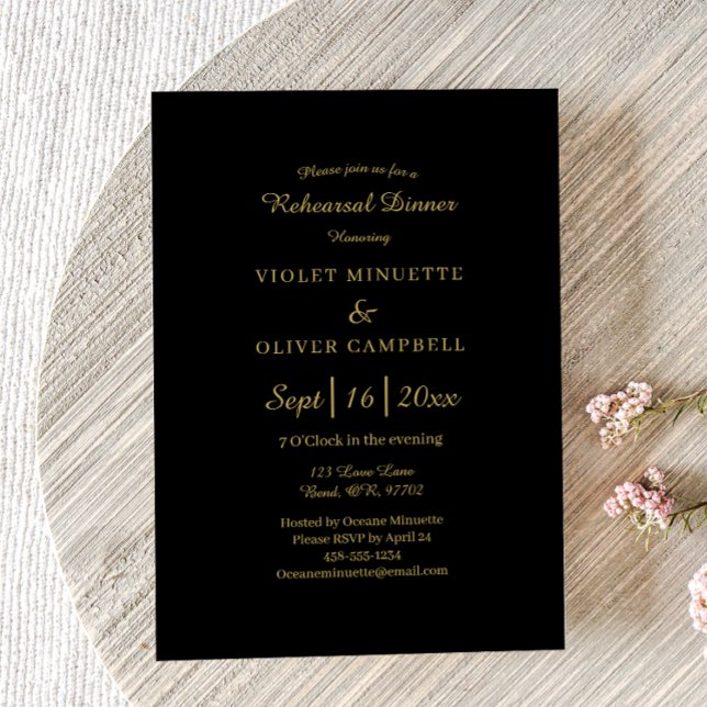 Invitation Minimaliste moderne | Dîner de répétition d'or noi (Créateur téléchargé)