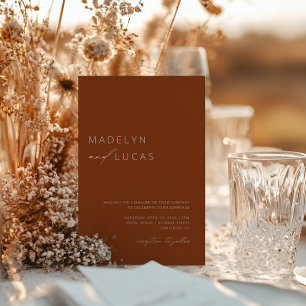 Invitation Minimaliste moderne en terre cuite QR Code Mariage