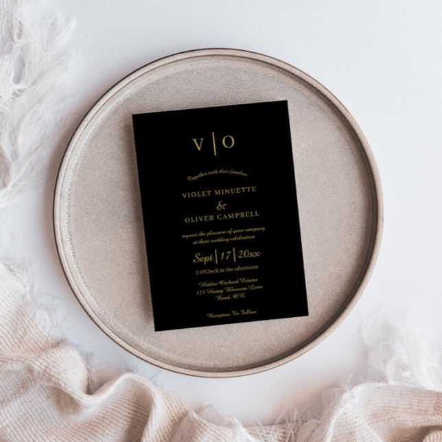 Invitation Minimaliste moderne | Mariage de monogramme d'or n (Créateur téléchargé)
