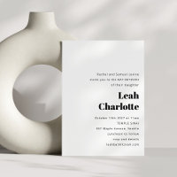 Minimaliste moderne noir blanc Bat mitzvah simple