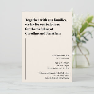 Invitation Minimaliste moderne noir ivoire Mariage simple