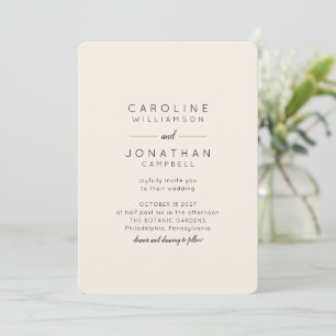 Invitation Minimaliste moderne noir ivoire Nom complet Mariag