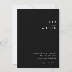 Invitation Minimaliste moderne   Noir tout en un Mariage