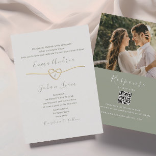 Invitation Minimaliste Moderne Robe de Mariée Vert Sauge Tout