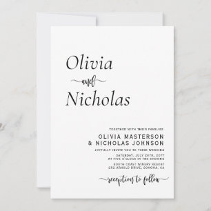 Invitation Minimaliste moderne Script QR Code Mariage photo