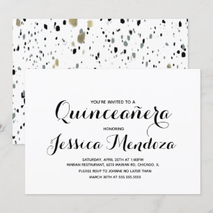 Invitation Minimaliste Monochrome Or Quinceañera Sweet 15