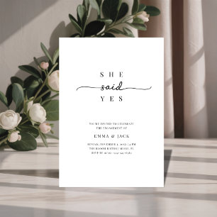 Invitation Minimaliste Noir & Blanc Elle A Dit Oui Fiançaille
