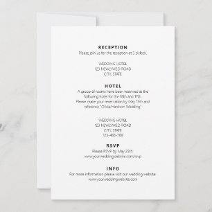 Invitation Minimaliste noir blanc moderne tout en un Mariage