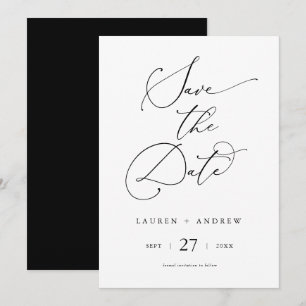 Invitation Minimaliste noir & blanc simple Enregistrer la dat