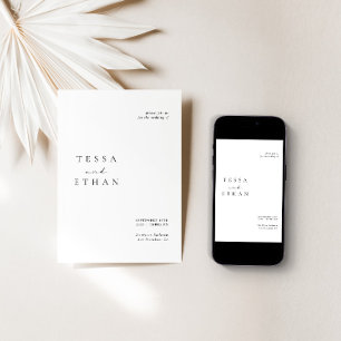 Invitation Minimaliste noir et blanc Mariage moderne