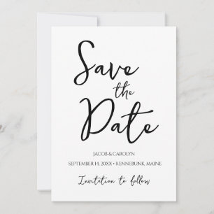 Invitation Minimaliste Noir et Blanc Simple Enregistrer la Da
