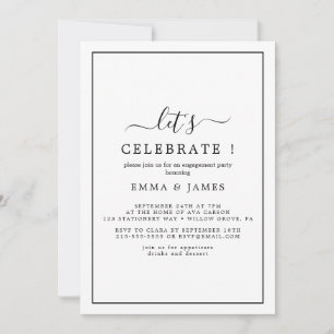 Invitation minimaliste noire "Fêtons"