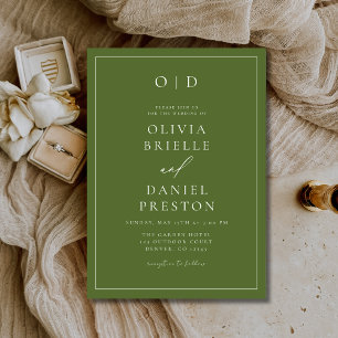 Invitation Minimaliste Olive Green Mariage de calligraphie mo