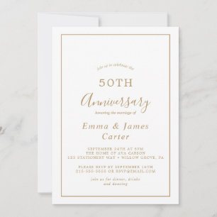 Invitation Minimaliste Or 50e Anniversaire de Mariage
