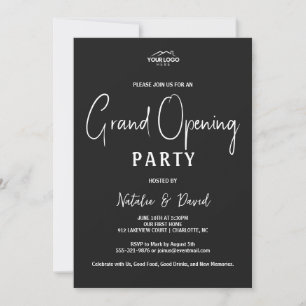 Invitation Minimaliste Ouverture Maison Ouverte Noir Blanc Gr