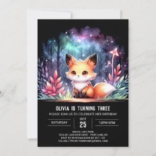 Invitation Minimaliste personnalisé Fox Anniversaire numériqu
