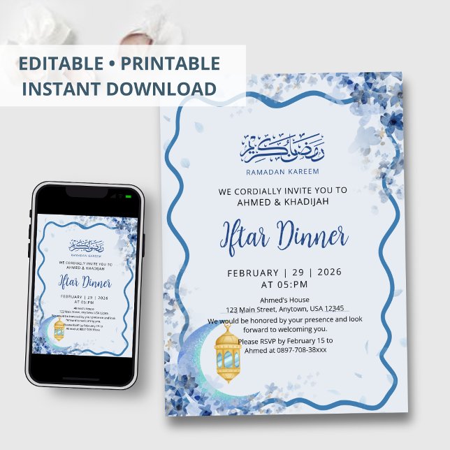 Invitation minimaliste pour le Ramadan Iftar avec  (Créateur téléchargé)