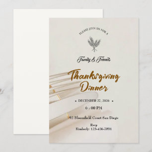 Invitation minimaliste pour Thanksgiving