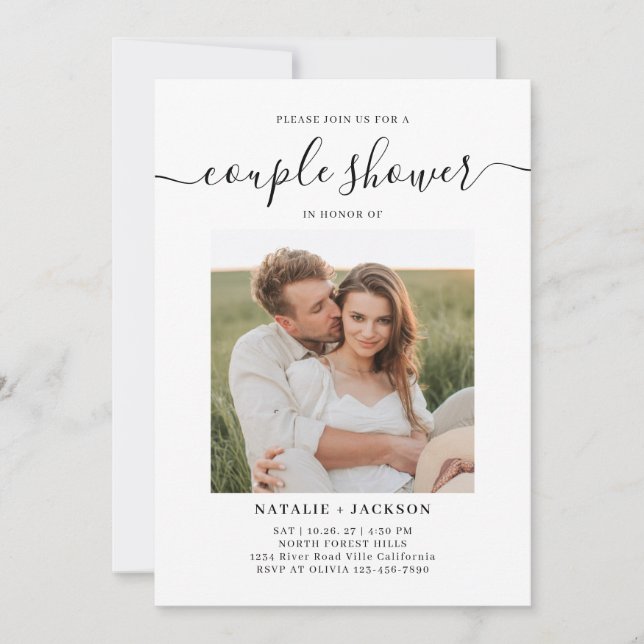 Invitation Minimaliste Romantique Couple Douche (Devant)