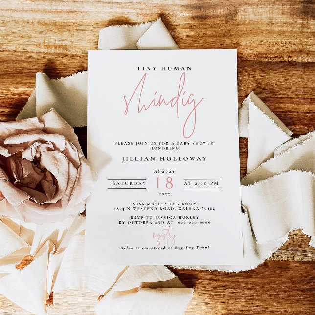 Invitation Minimaliste rose minuscule Baby shower humain Shin (Créateur téléchargé)