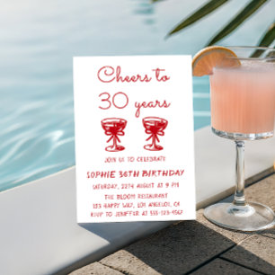 Invitation Minimaliste Rouge Félicitations pour les 30 ans d'