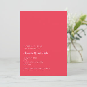 Invitation Minimaliste rouge vif rose moderne Mariage simple 
