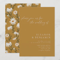Minimaliste Russe Floral Mustard Jaune Mariage