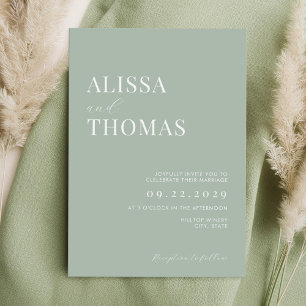 Invitation Minimaliste Sage Vert Mariage moderne